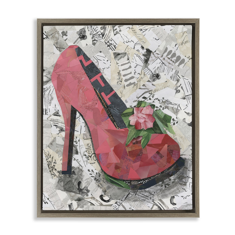 Art mural sur toile flottante à talon collé rose par Coco Good, Cadre flottant orme Montalcino, H 31 po x l 25 po