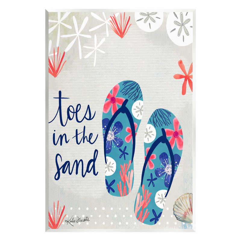 «Toes in Sand», plage variée à motif botanique par Katie Doucette - impression sans cadre, H 15 po x l 10 po x P 0,5 po