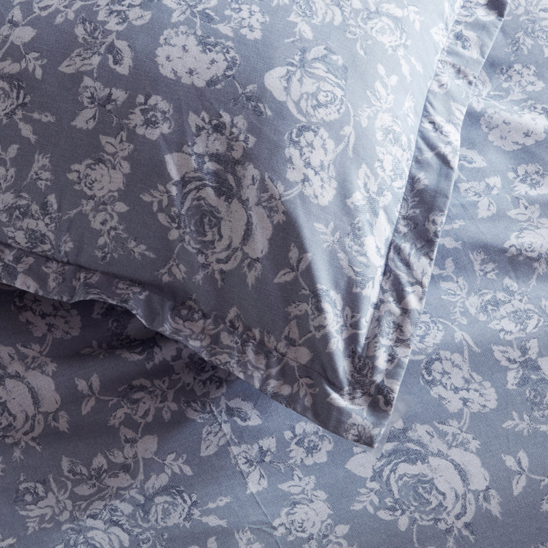 Twill Floral Duvet Cover, King Duvet Cover + 2 Shams