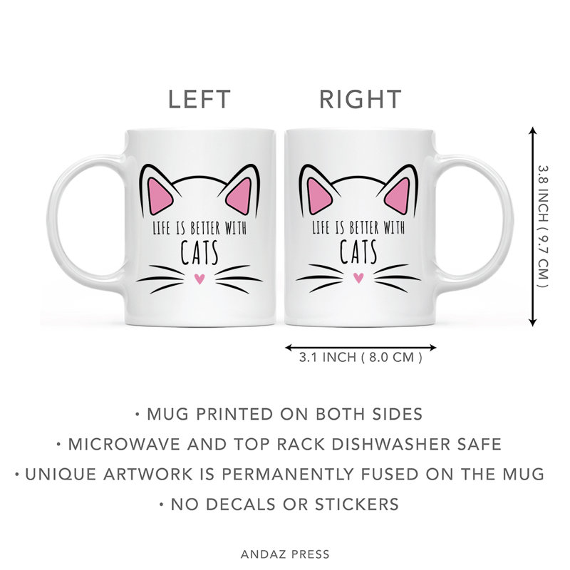 Tasse à café «Funny Cat Lover Naps», « Life Is Better With Cats » - La vie est meille