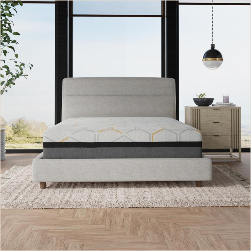 Matelas, grand matelas en mousse viscoélastique gélifiée et rafraîchissante au cuivre 14 po avec support de bord | Gris clair | Mousse