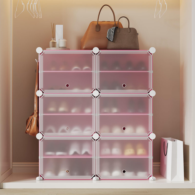 24 Pair Shoe Storage Cabinet, Pink