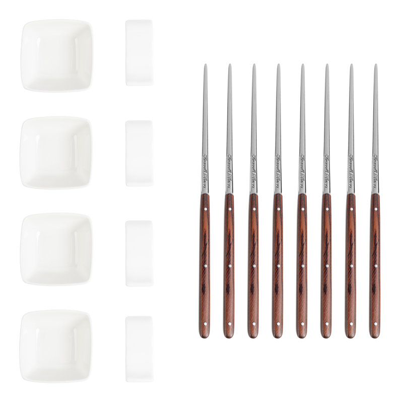 Pakkawood Chopsticks, Ceramic Rests and Sauce Bowls