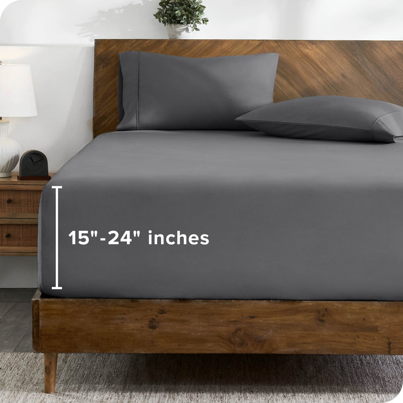 24" Extra Deep Pocket Microfiber Fitted Sheet, Gray, King Fitted Sheet