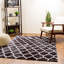 Tapis noir/blanc à zone poils longs géométrique Taos-1807093030