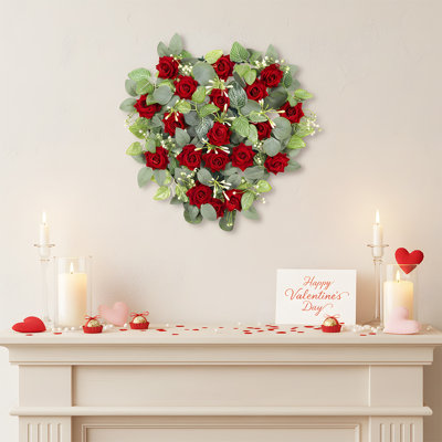 Artificial Heart-Shaped Rose Wreaths