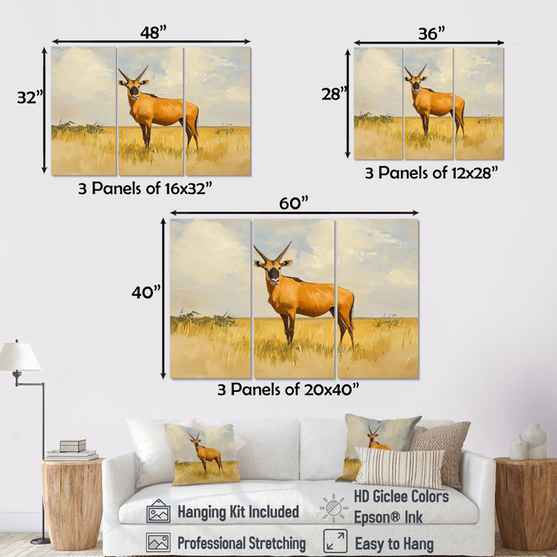 «Hartebeest Hunt In Tanzanie II - Antelope», ensemble d'art mural, H 28 po x l 36 po, Impression sans cadre en métal