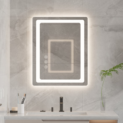 Kynadee Led Bathroom Mirror With Frontlit And Backlit, Anti-Fog, 3 Colors Temperature & Dimmable Light, Rounded Edges