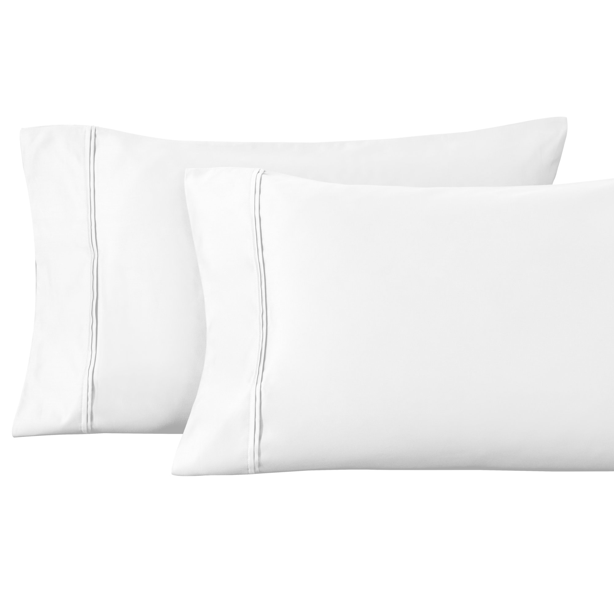 Mellark 100% Certified Egyptian Cotton Solid Pillowcase Set, White, Standard Pillowcase