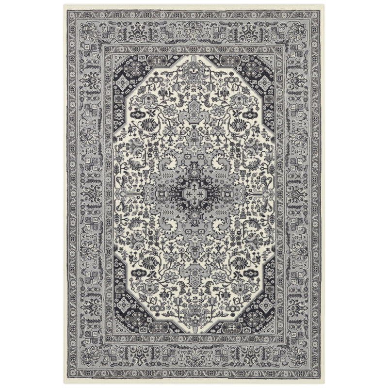 Skazar Isfahan Tufted Grey Rug, Rectangle 80 x 150cm