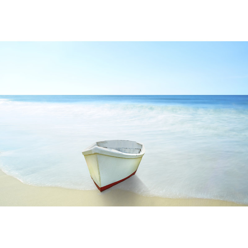 Boat On A Beach III - Wrapped Canvas Painting, 30cm H x 46cm W, Wrapped Canvas