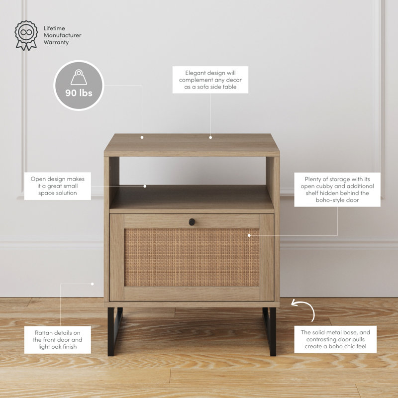 Cilka End Table, Oak/Black