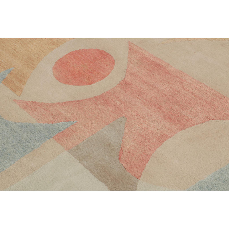 Hand Knotted Geometric Area Rug, Rectangle 6' x 9'