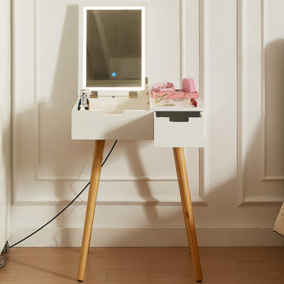 Meuble-lavabo avec miroir à DEL, 2 tiroirs et support pour sèche-cheveux Stoughton