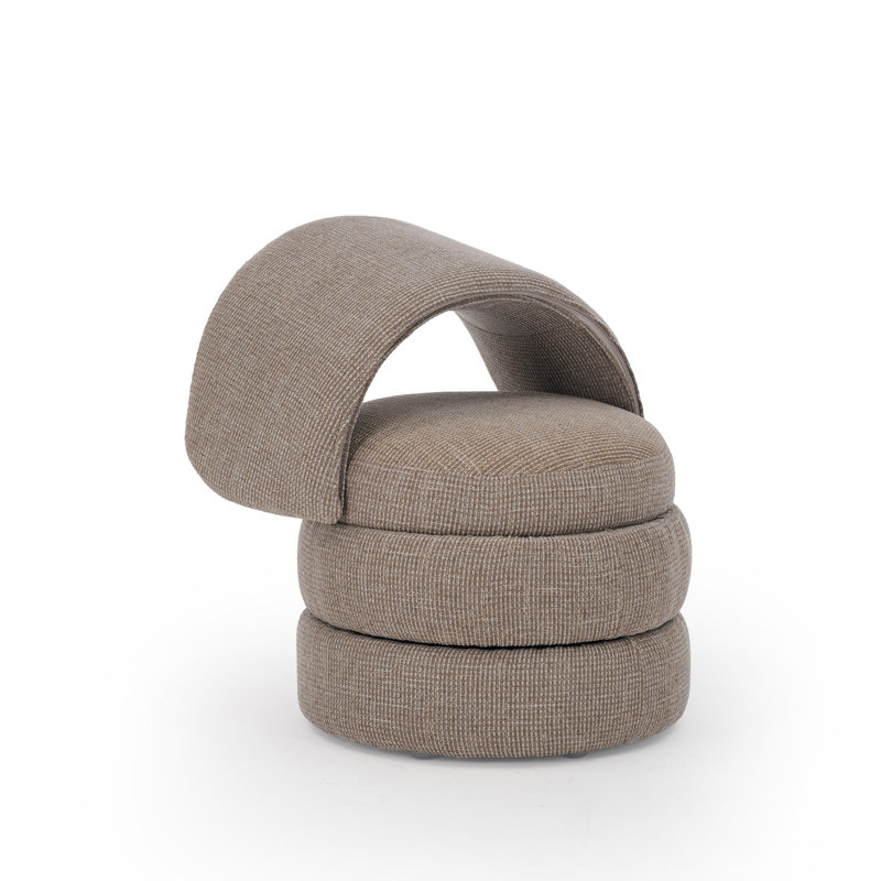 Upholstered Swivel Barrel Chair, Cocoa Brown Chenille