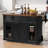 K&K 58" Farmhouse Kitchen Island with Storage, Sliding Barn Door & Metal Grid Side Door, Rolling Kitchen Island on 5 Wheels with Spice Rack, Glass Holders,Island Table with Drop Leaf for Kitchen,Black-750344600