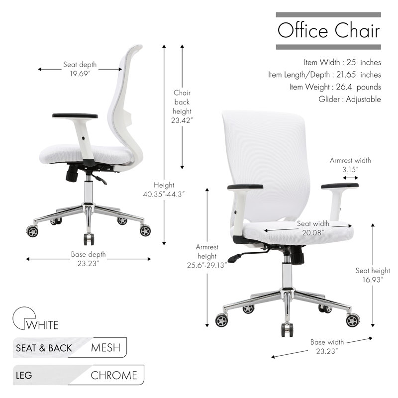 Chaise de travail en filet Georgii, Blanc