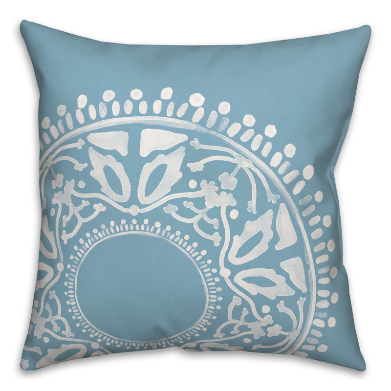 Floral Outdoor Throw Pillow, 20" x 20", Blue