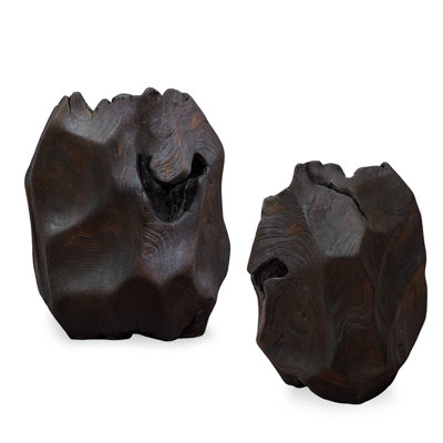 Ember Root Teak Sculpture, Set/2