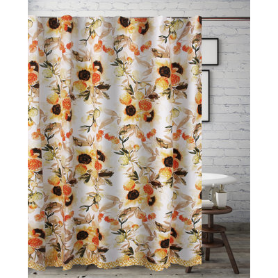 Greenland Home Fashions Somerset Shower Curtain – 72" x 72" Classic Floral Garden Polyester Bathroom Curtain with Reinforced Buttonholes