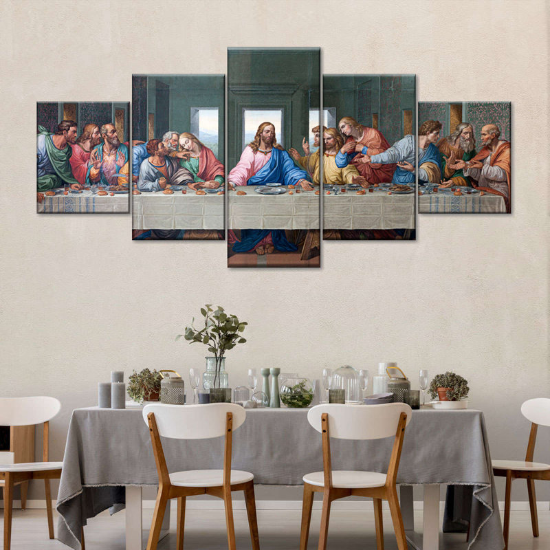 The Last Supper - Ensemble de 5 toiles tendues, H 24 po x l 55 po x P 1,25 po