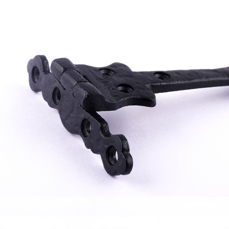 6" Black Wrought Iron Spear Tip Strap Hinge