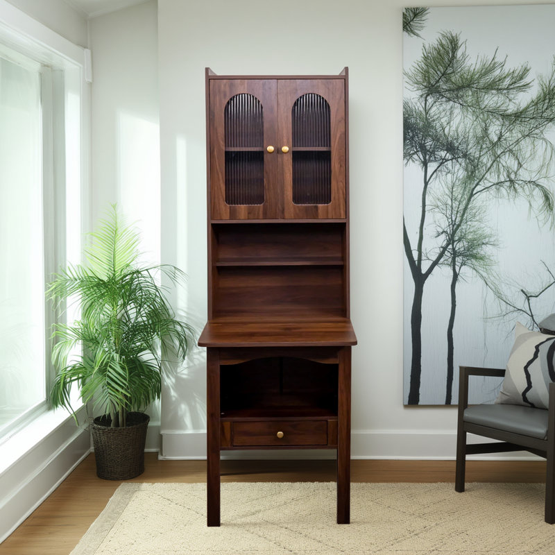 Bureau pliant multifonctionnel (type armoire de bureau) avec tablettes et tiroirs pour améliorer la capacité de rangement, peut être converti en poste de travail à domicile, pratique et peu encombrant
