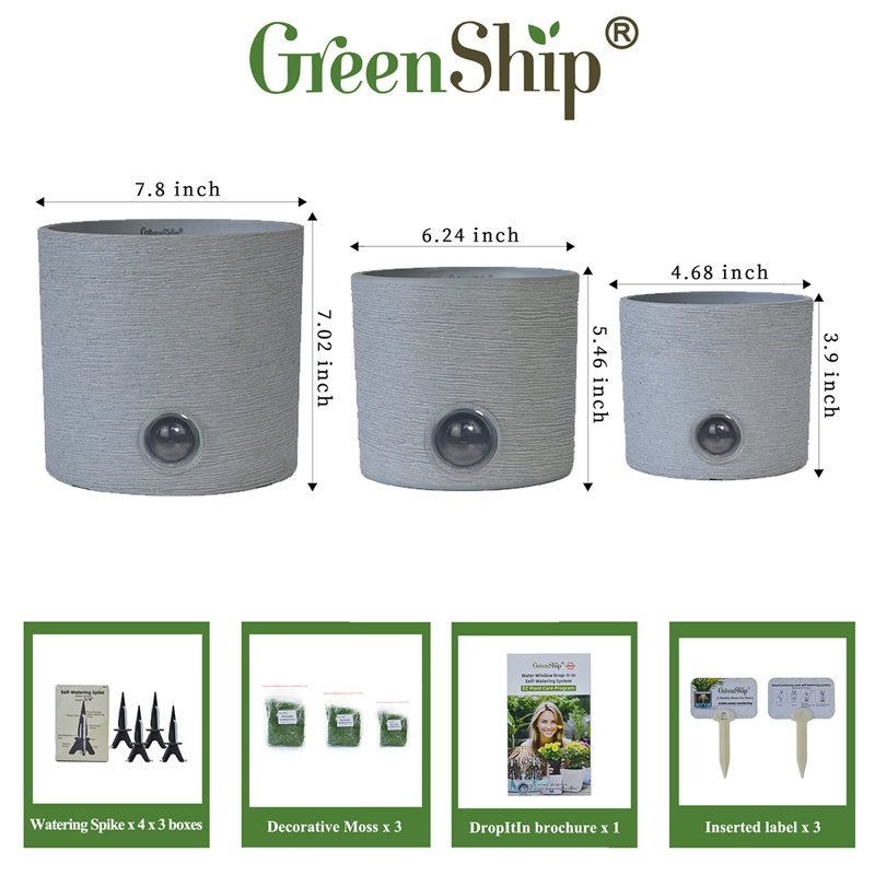 Ensemble de 3 pots auto-arrosants pour plantes d'intérieur, 5 po 6 po 8 po