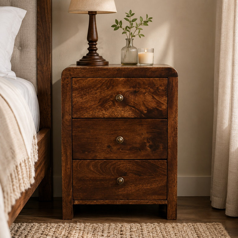 45cm W Solid Wood Bedside Table