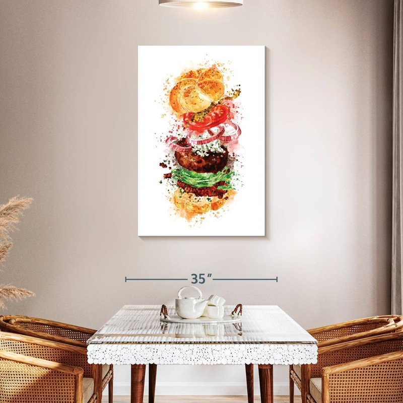 Burger Deconstructed Splatter, 45" H x 30" W