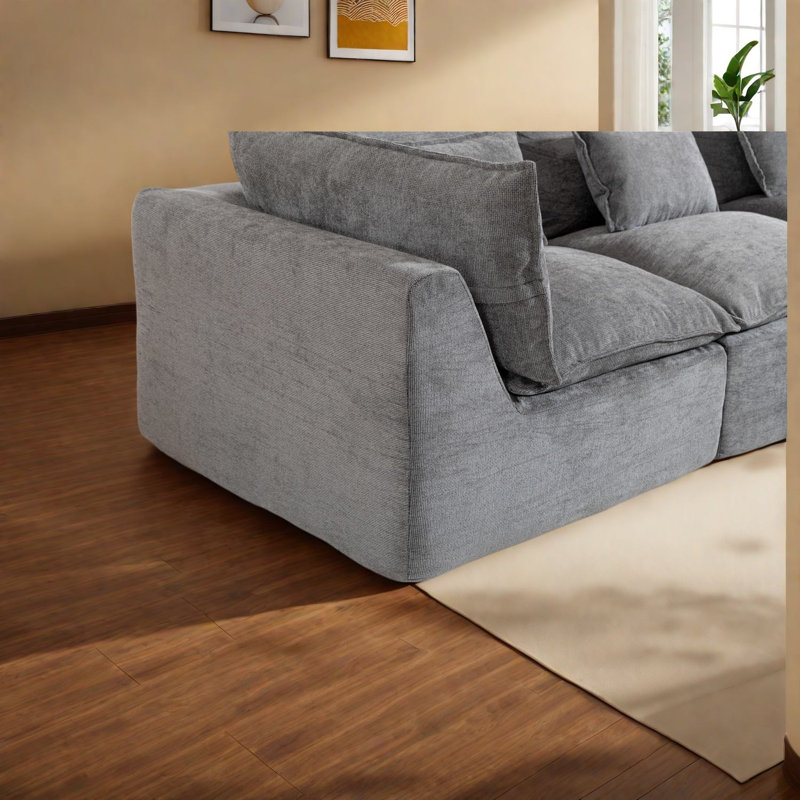 Canapé d'angle Cloud surdimensionné, canapé modulaire en tissu de 260 cm (102,3 pouces), style moderne pour la maison, Gris