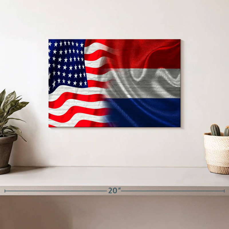 Borges, États-Unis et drapeaux néerlandais, H 8 po x l 12 po