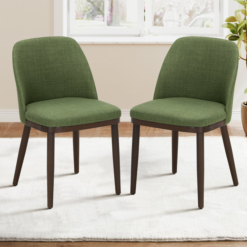 Breathable Fabric Dining Chair - Ergonomic Solid Wood Design, Multi-Scene Use, Green