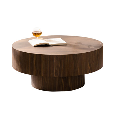Round Coffee Table With Walnut Finish, 31.04 Inch, Material, For Living Room, Bedroom, Office - Easy Assembly, Lacquered Surface Inch Modern Design, S by George Oliver