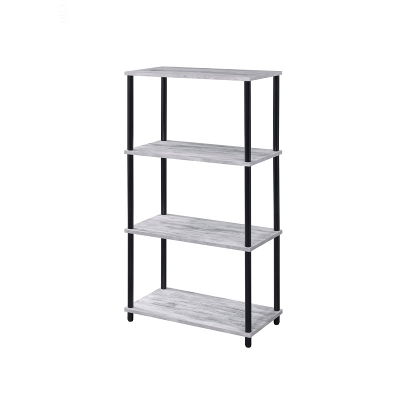 Bookshelf Industrial Style 4-Tier Bookcase: KD Structure, Open Compartments for Collections & Storage