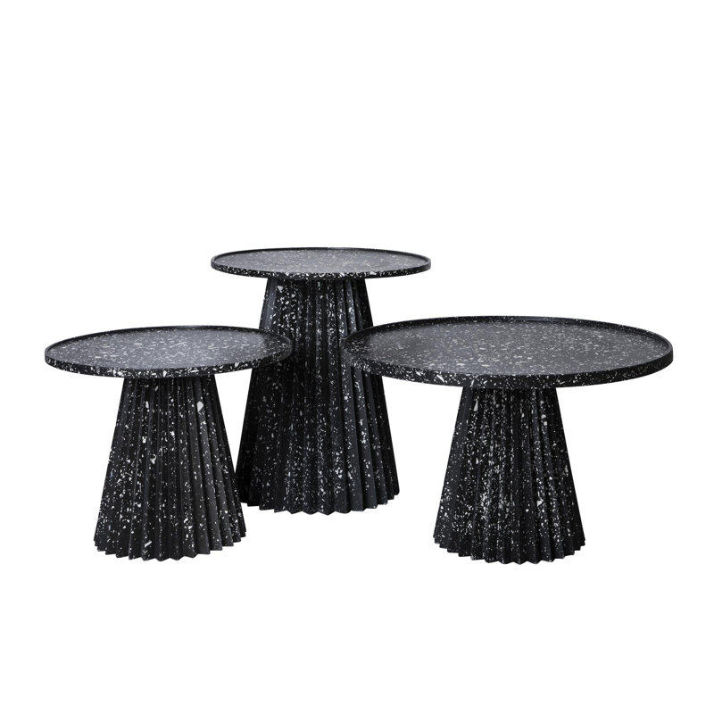 MashT Terrazo Pedestal Coffee Table, Black/White