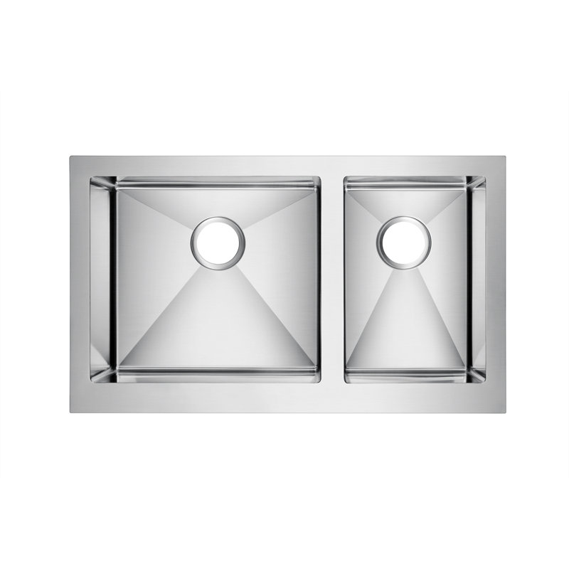 Corazon 33'' Stainless Steel Double Bowl Farmhouse Sink