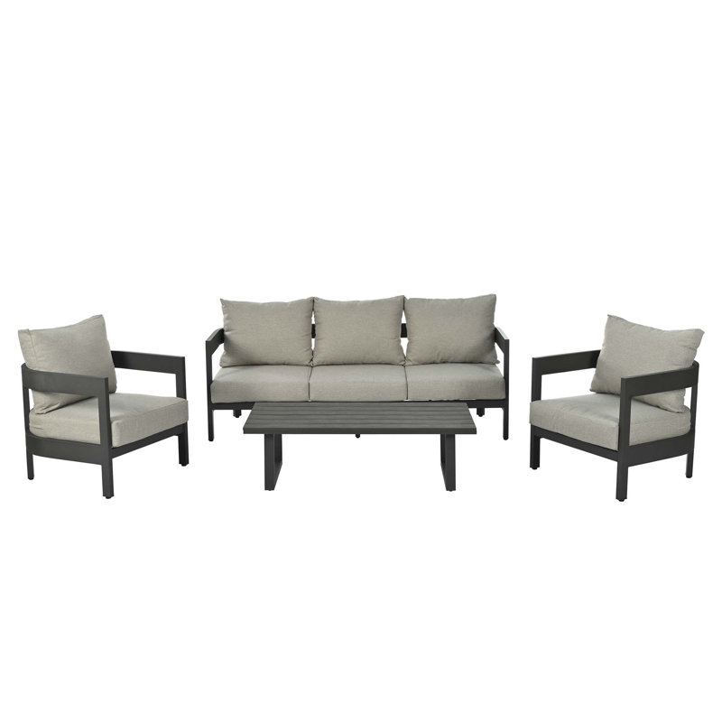 Ensemble de sièges d'extérieur de haute qualité avec coussins épais, Light Grey