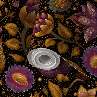 Papier peint auto-adhésif à motif floral multicouche dense et éthéré autocollant 24 po x 118 po (60 po x 300 po)