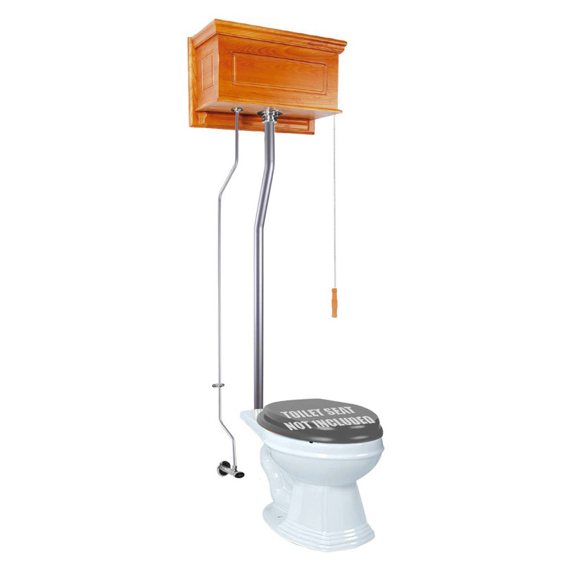 Elongated Wall Hung Toilet (Seat Not Included), Light Oak/White/Chrome