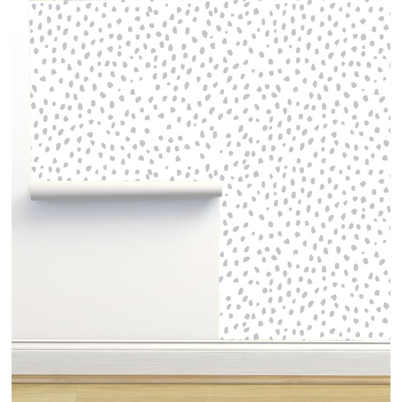 Rouleau de papier peint L 2,16 pi x l 5 po Erin Kendal Designs, Blanc / gris