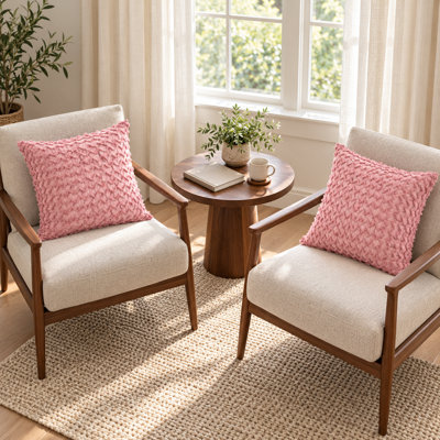 Ensemble de 2 housses de coussin en coton rose 18 po x 18 po