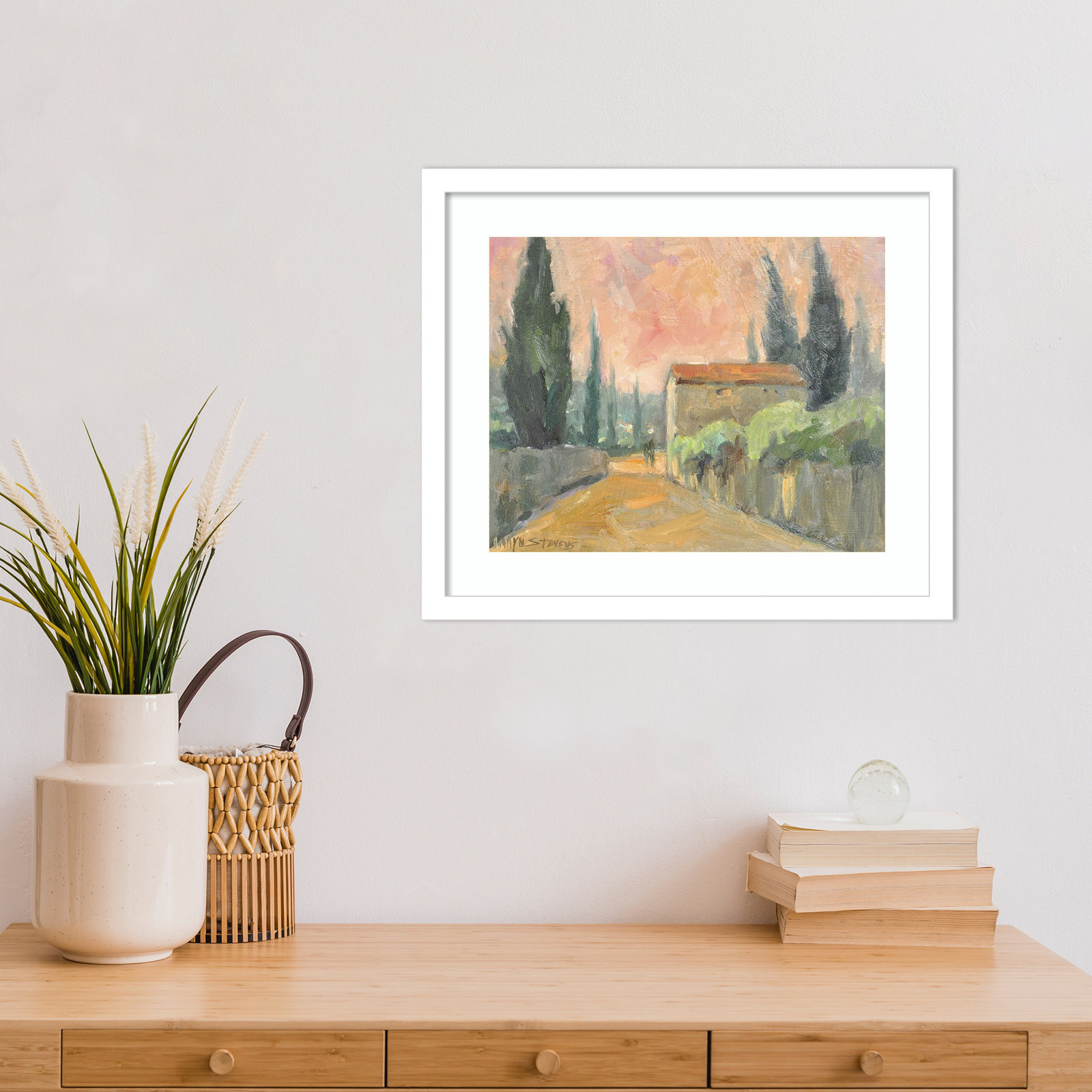 Tuscan Farmhouse Print, White, 15" H x 17" W