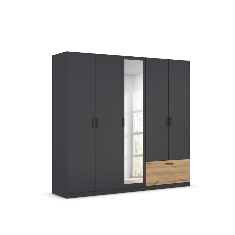 Bari Manufactured Wood Wardrobe, Gray metallic/Oak artisan