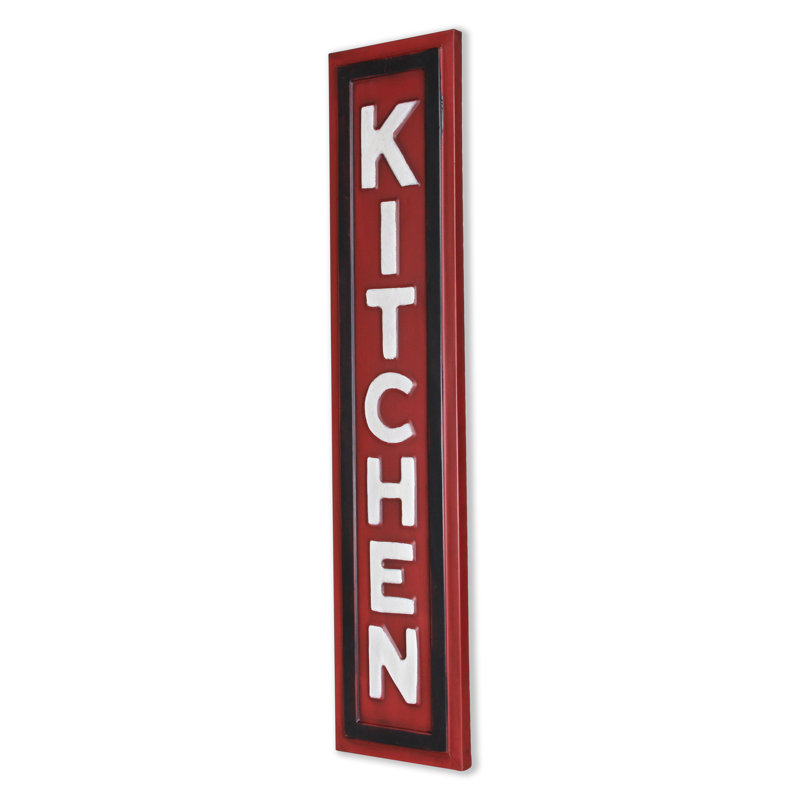 Callo 36.5" Red Metal Kitchen Wall Sign, Farmhouse Traditional Style Wall Décor
