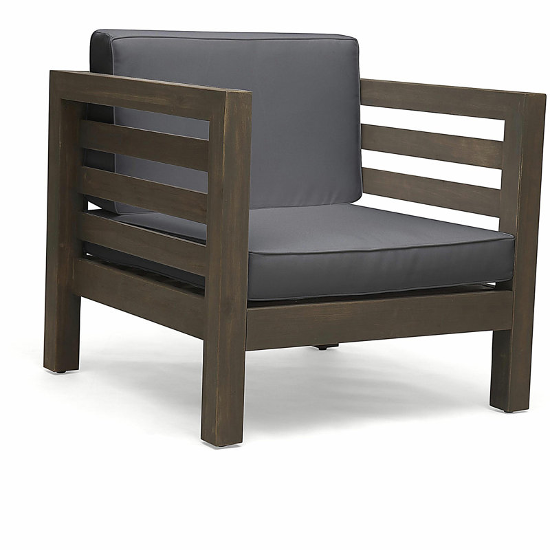 Fauteuil de patio d'extérieur avec coussins, Gris foncé, Gris