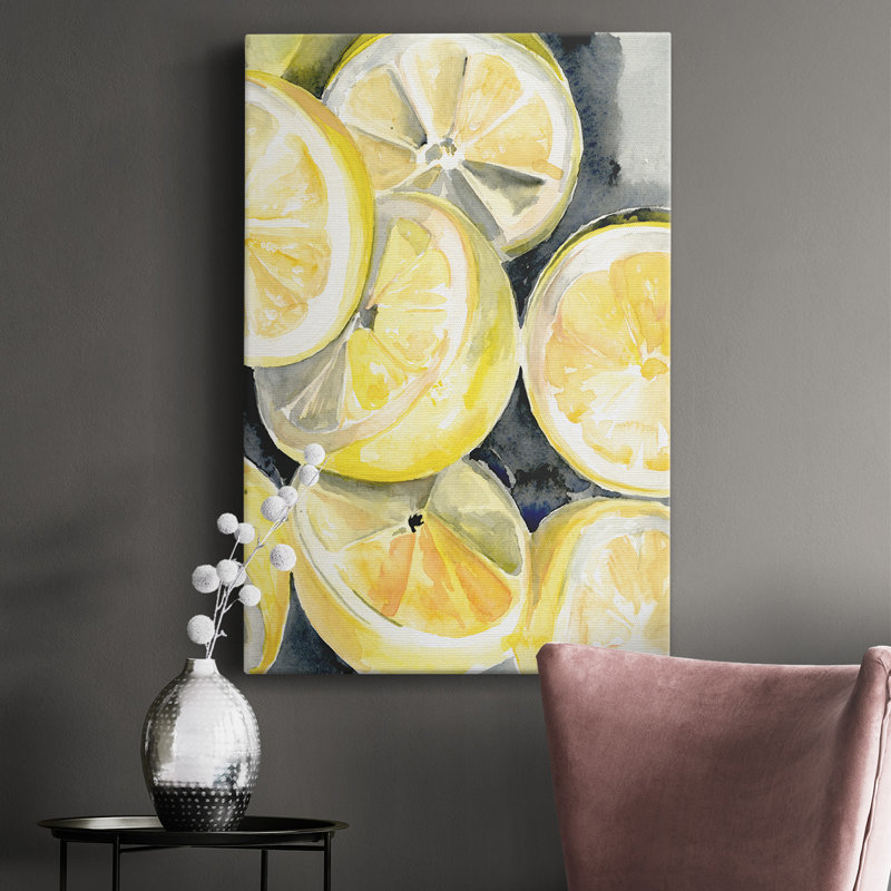 Lemon Slices I - peinture sur toile tendue, H 36 po x l 24 po x P 1,5 po