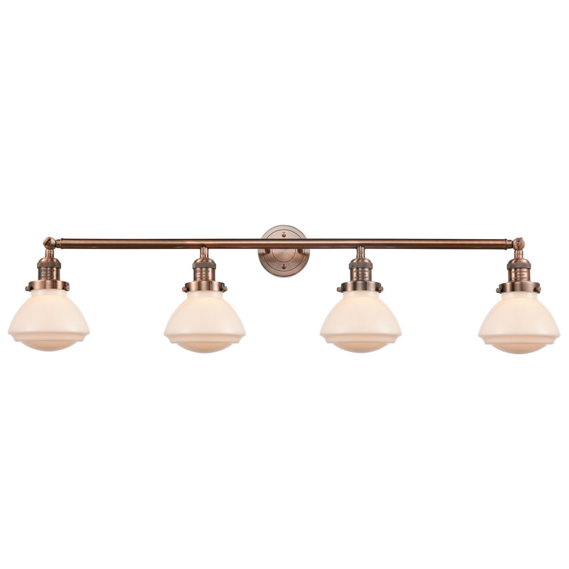 Éclairage pour salle de bain 4 lumières Chesterville, Ampoule incandescente rétro de 60 watts, Blanc mat, Cuivre antique