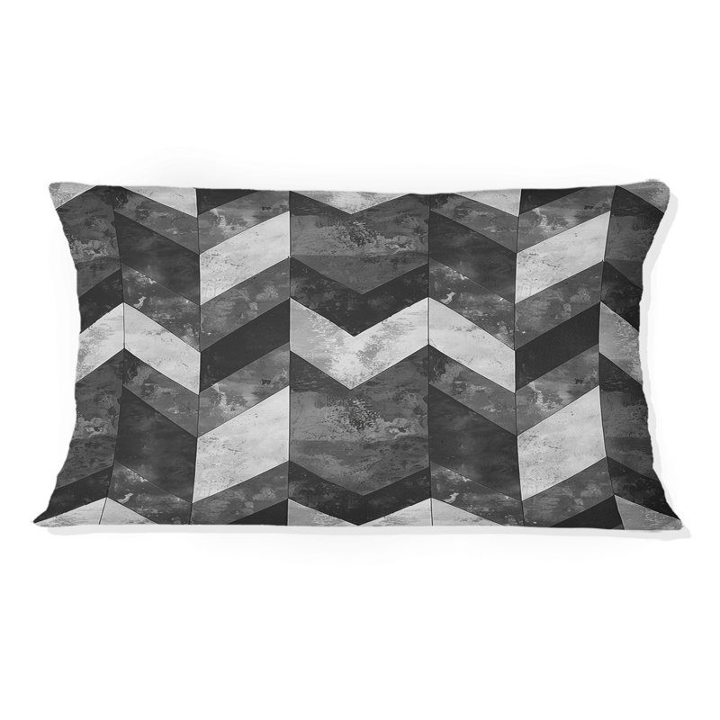Imprimé à chevrons gris et noir II - coussin lombaire moderne