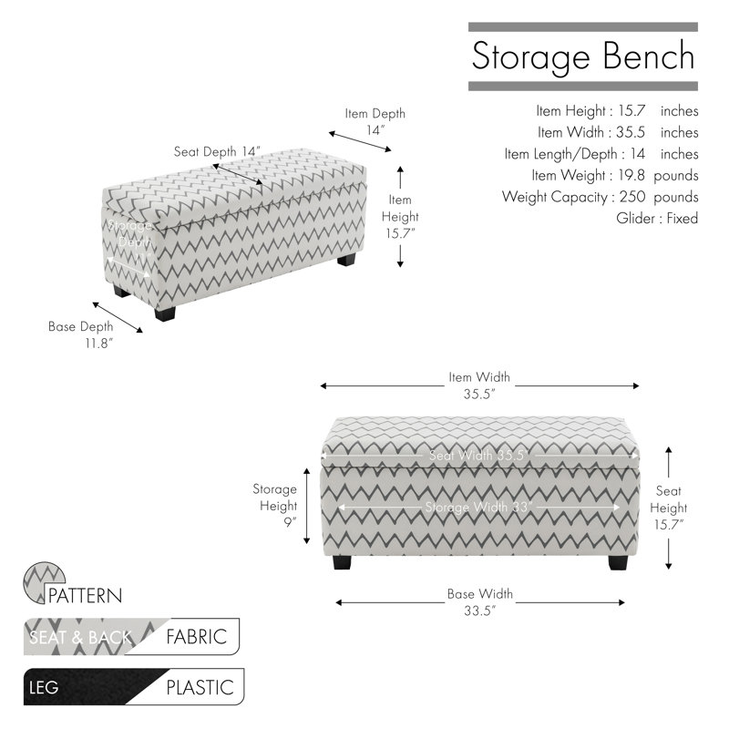 Banc de rangement Ebern Designs Hekla, Chevrons